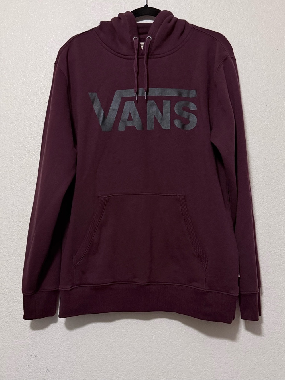 Vans Men's Zip-Up Hoodie - Burgundy with Black Logo